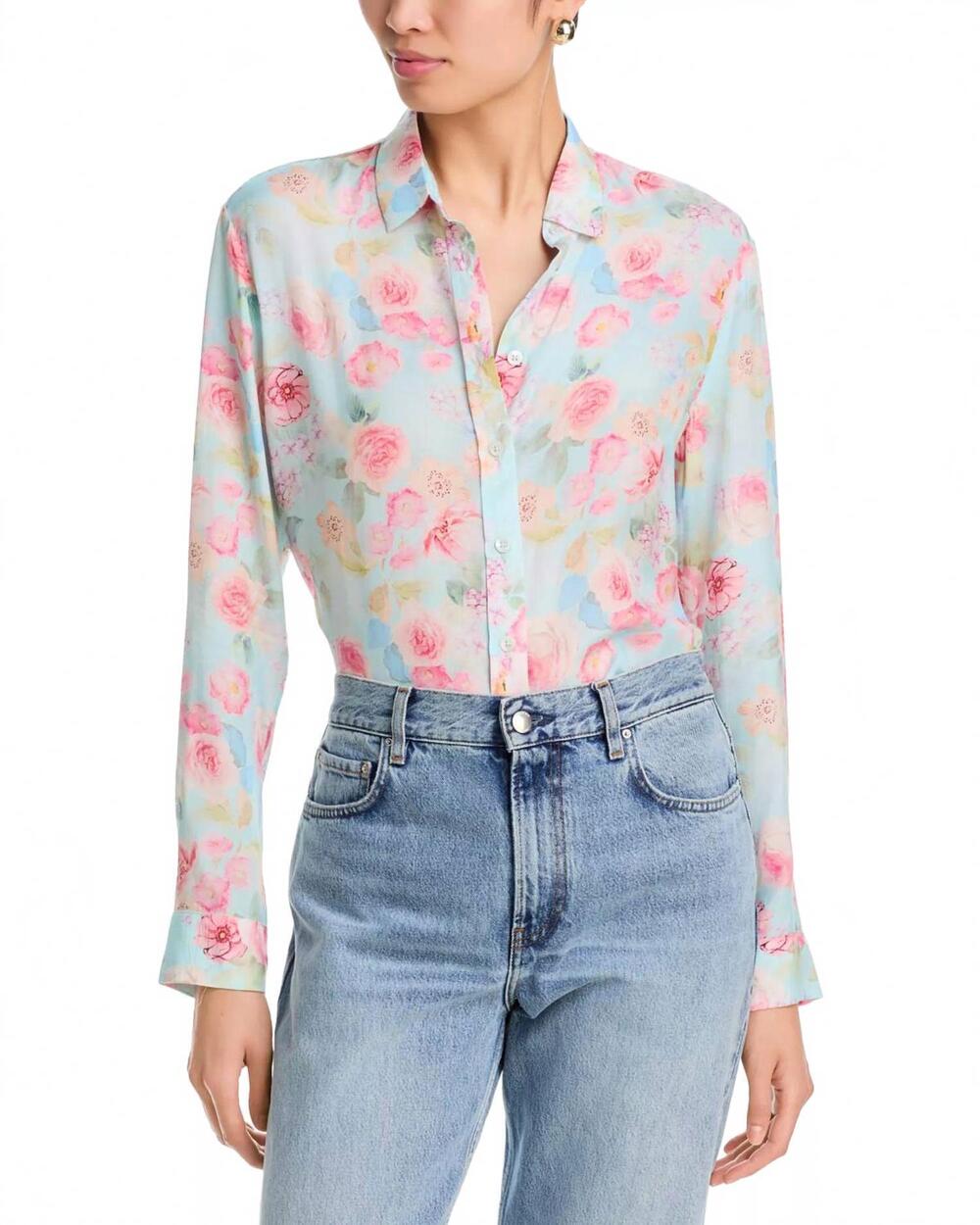 NEW CISSA classic high summer shirt in blue water rose